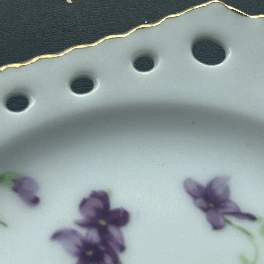 VINTAGE NORCREST SWEET VIOLET Lemon Plate Gold Handled (MODEL 5/482) Japan